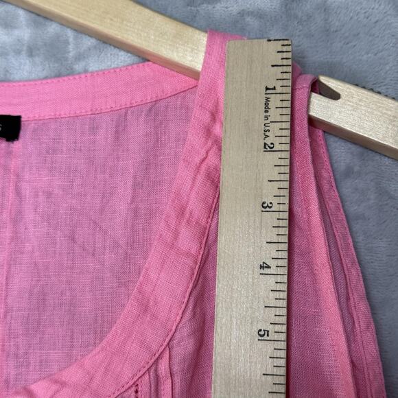 Talbots Shirt Womens Large Pink 100% Linen Sleeveless Henley Pintuck Tank Top - Picture 6 of 7